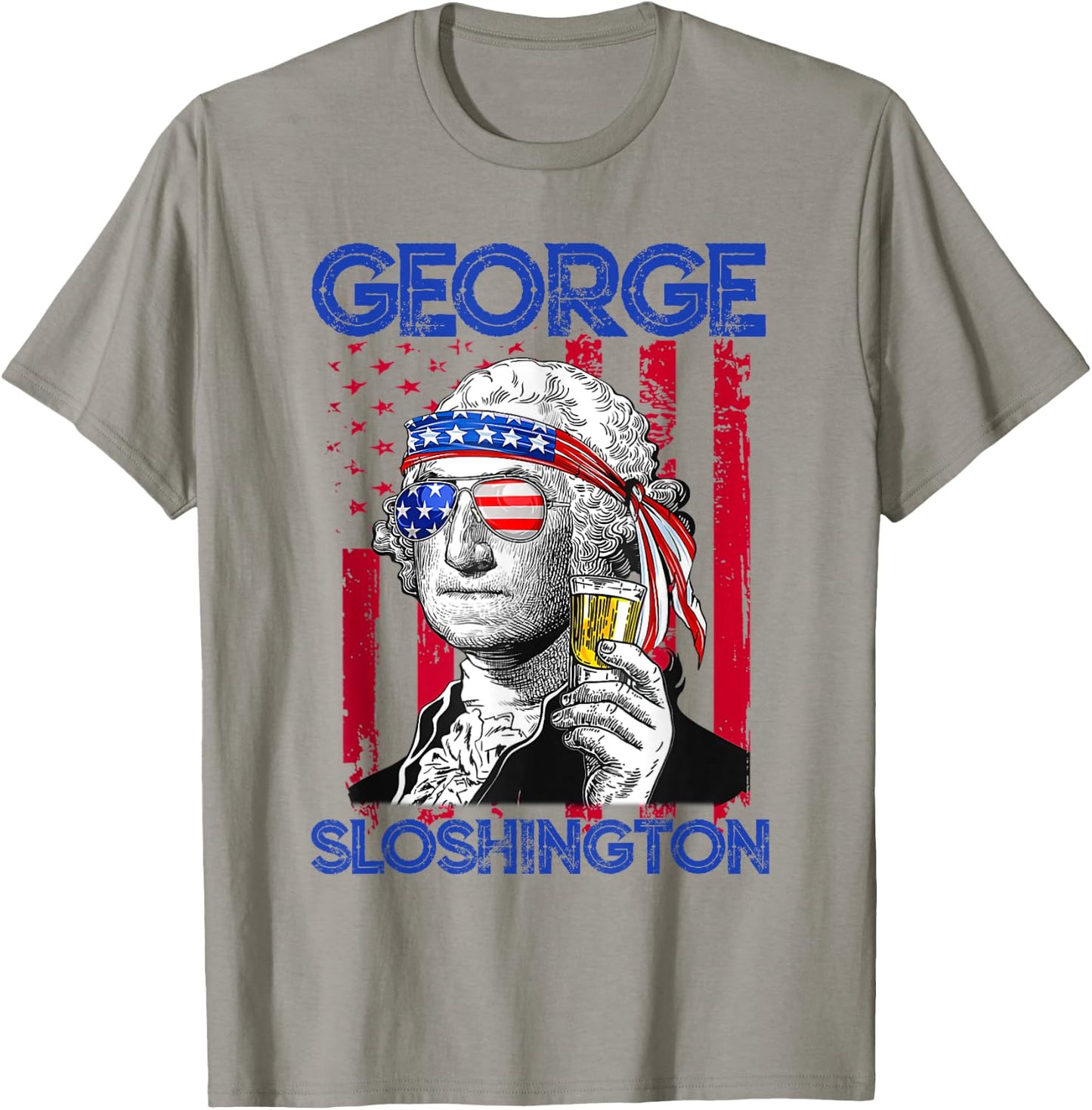 George Sloshington America Flag Beer George Washington Shirt T-Shirt - T-Shirt | Sand