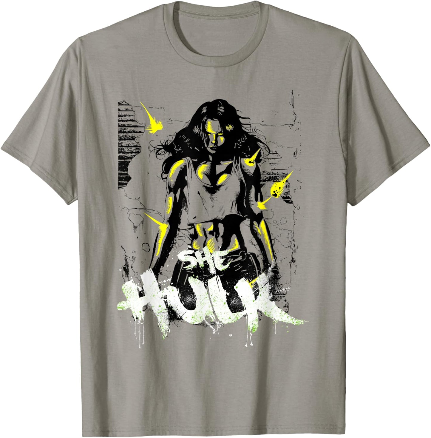 Marvel She-Hulk The Savage Green Neon Brick Splat T-Shirt - T-Shirt | Sand