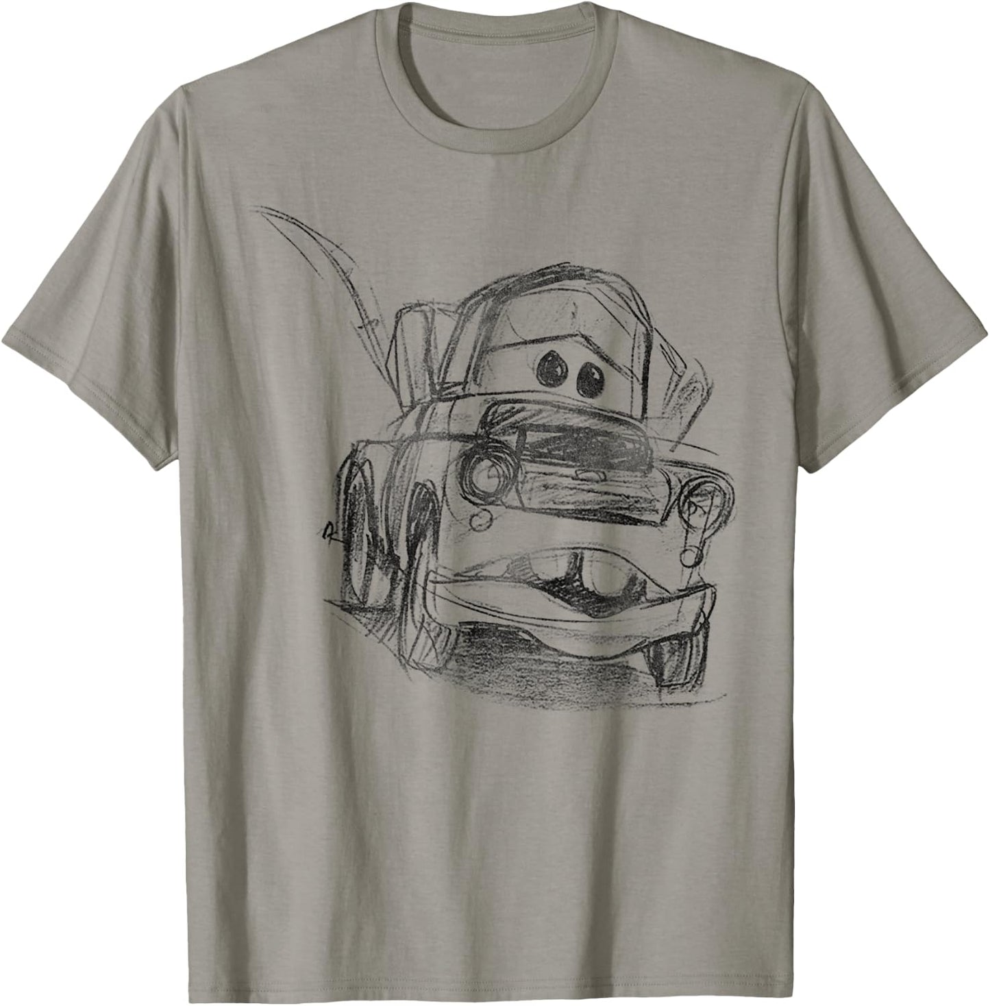 Disney Pixar Cars Mater Illustrated Line Art Sketch Portrait T-Shirt - T-Shirt | Sand