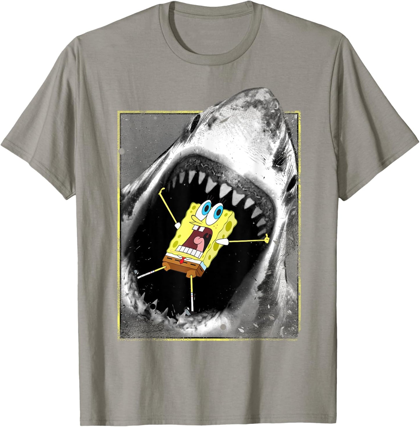 Spongebob Squarepants Shark Attack Funny T-Shirt - T-Shirt | Sand
