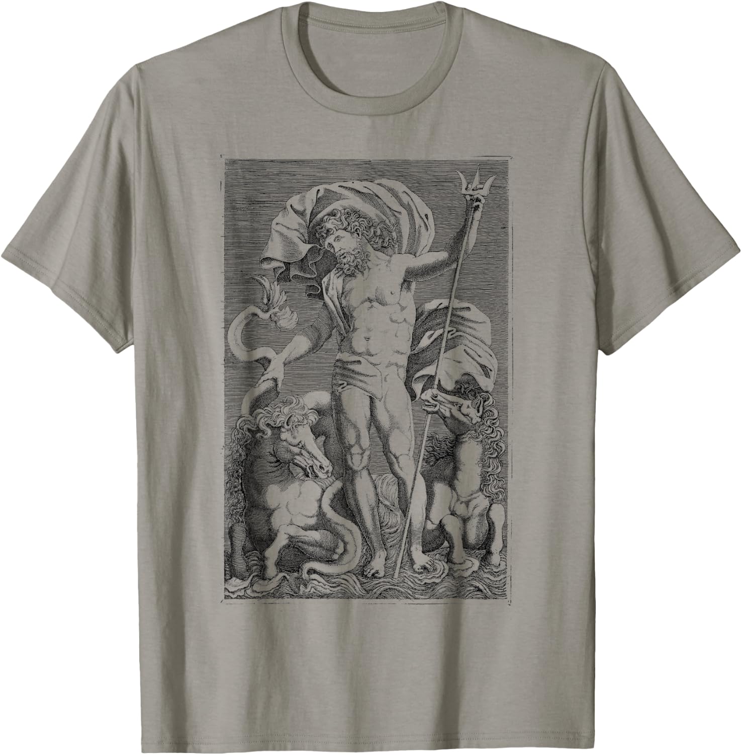 Poseidon Trident Greek God Mythology Sea Horses T-Shirt - T-Shirt | Sand