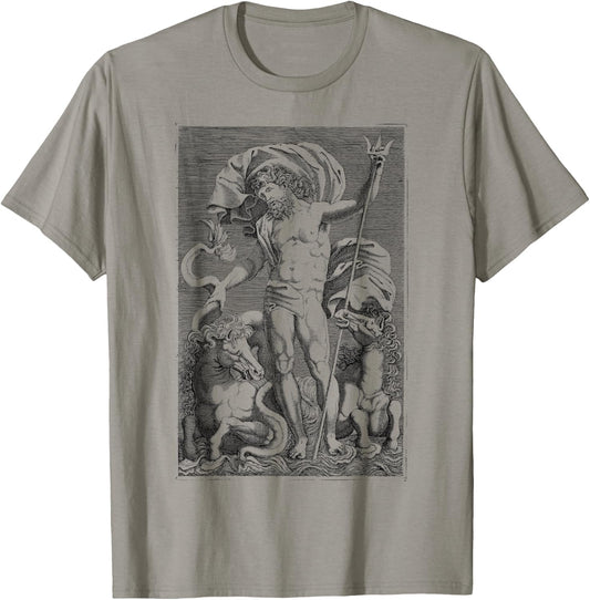 Poseidon Trident Greek God Mythology Sea Horses T-Shirt - T-Shirt | Sand