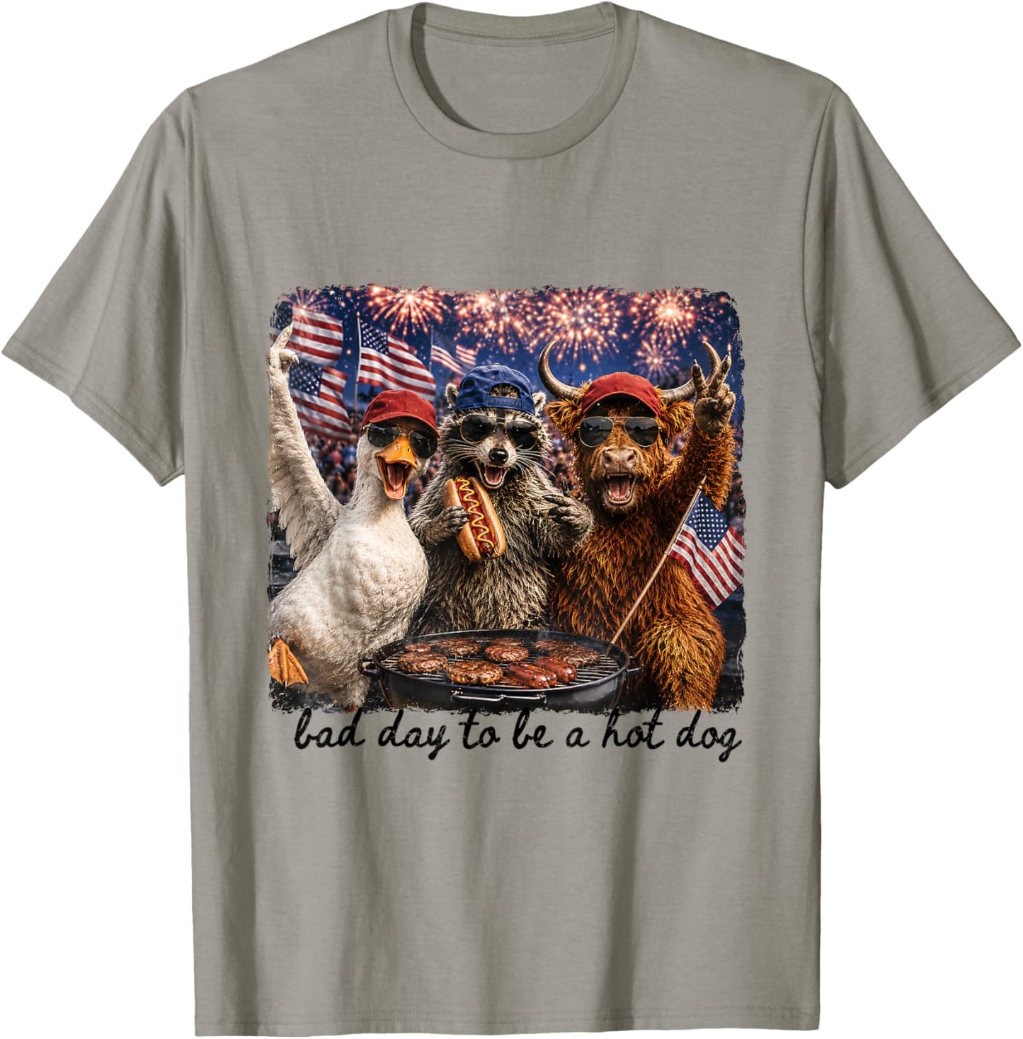 Bad Day to Be A Hot Dog Funny 4th of July BBQ Party T-Shirt - T-Shirt | Sand