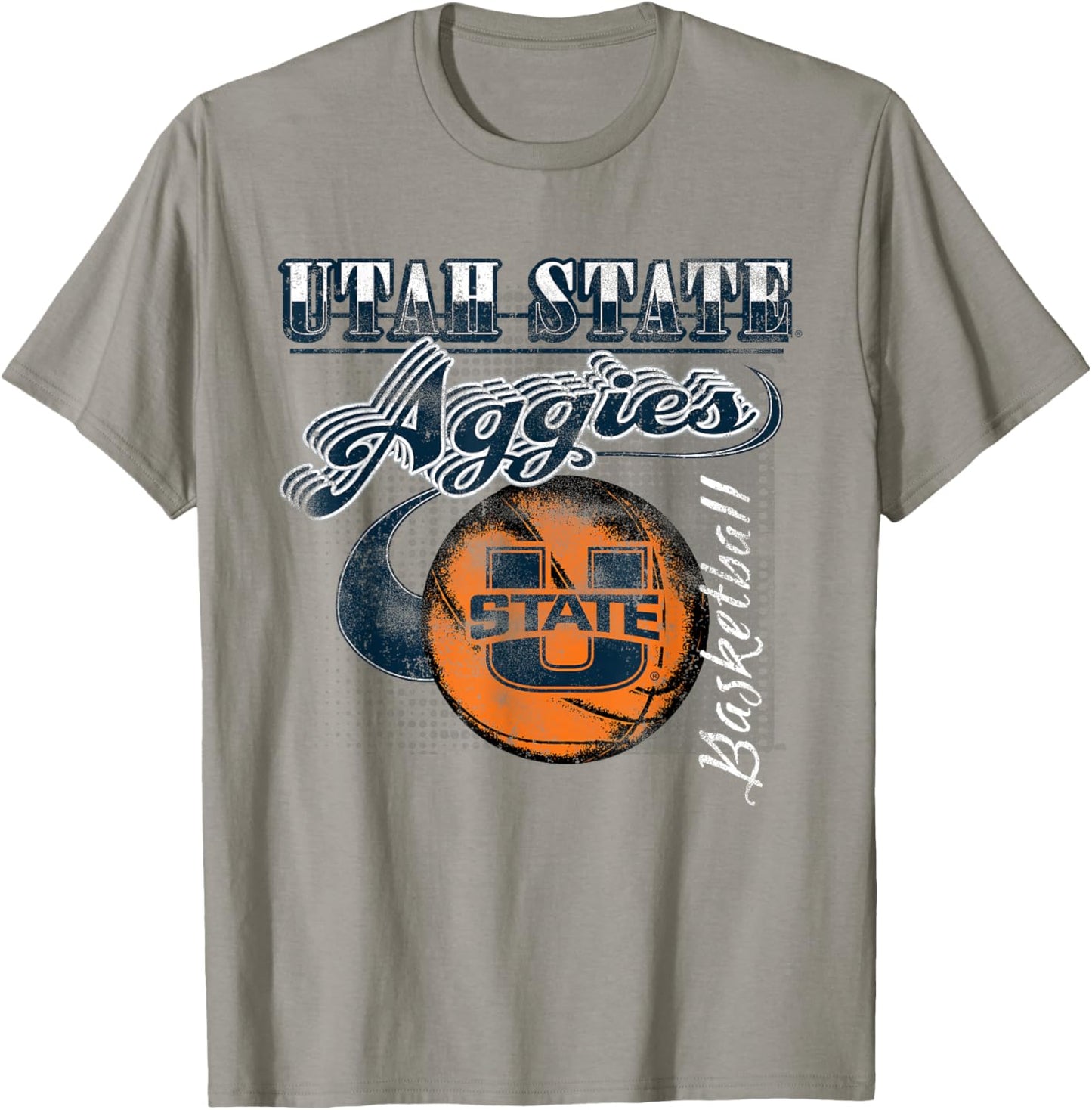 Utah State Aggies Basketball Retro Gray Officially Licensed T-Shirt - T-Shirt | Sand