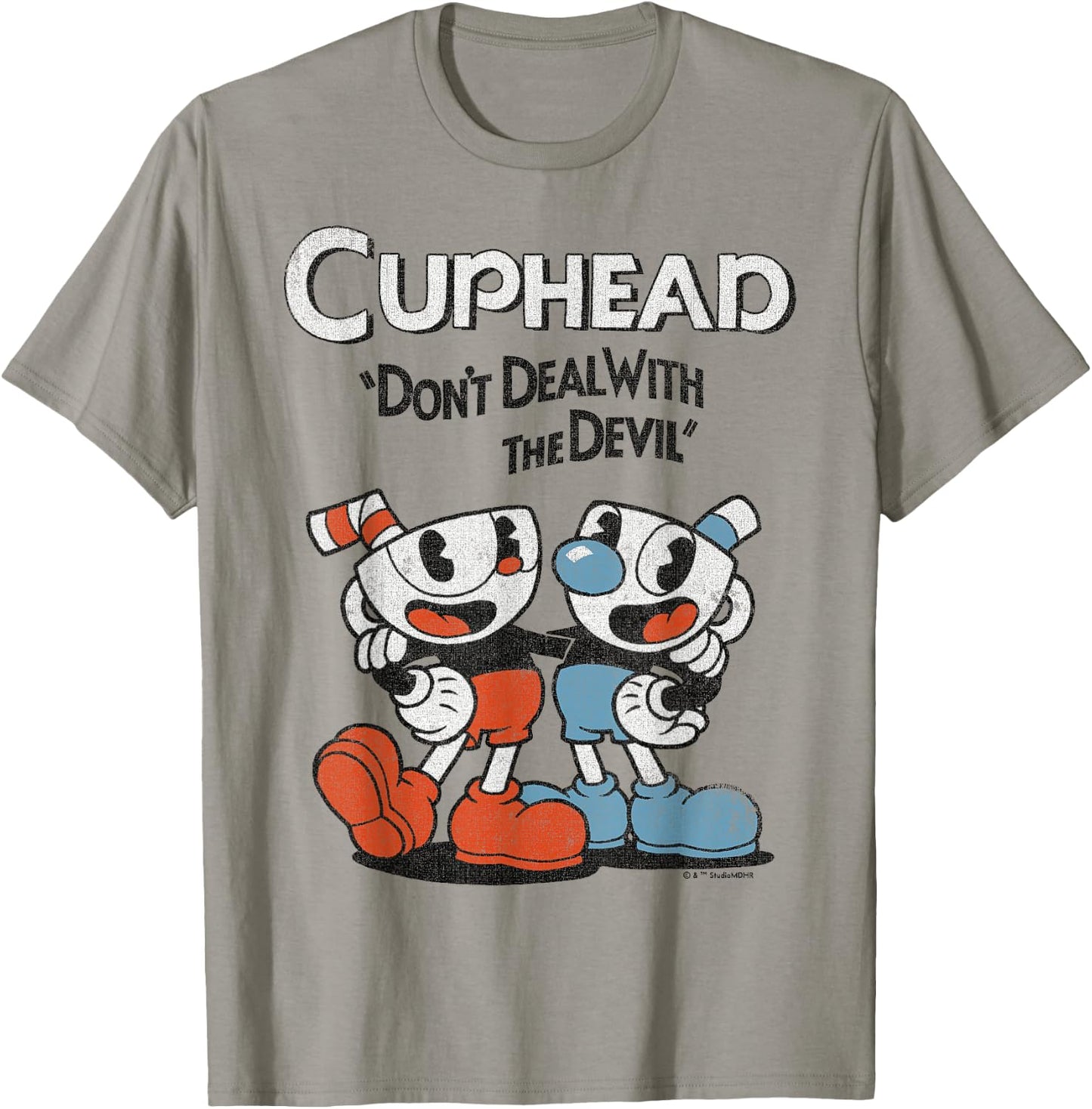 Cuphead & Mugman Don't Deal with The Devil Small T-Shirt - T-Shirt | Sand