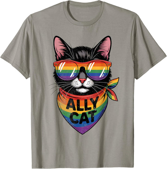 Ally Cat Pride Men Women T-Shirt - T-Shirt | Sand