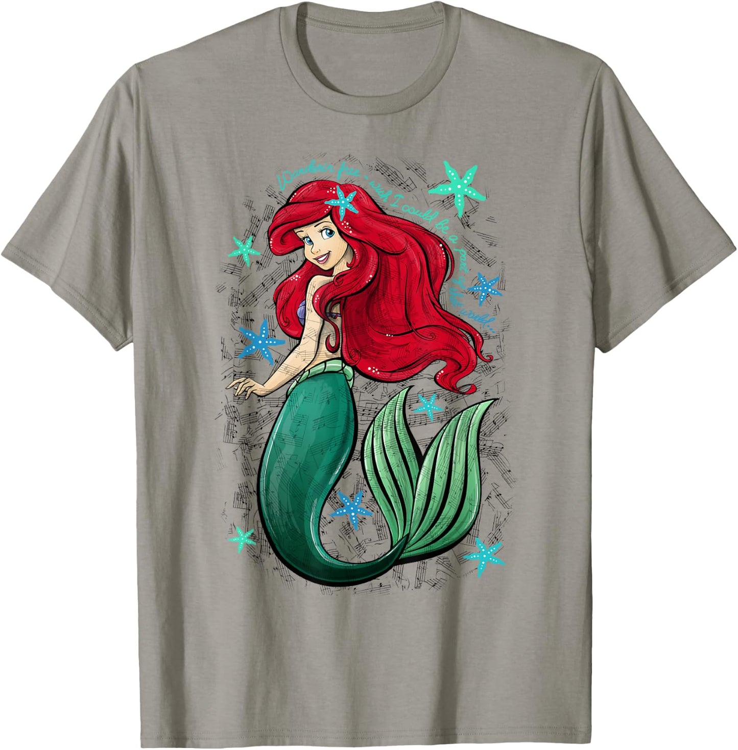 Disney The Little Mermaid Ariel's Song Music Notes Small T-Shirt - T-Shirt | Sand