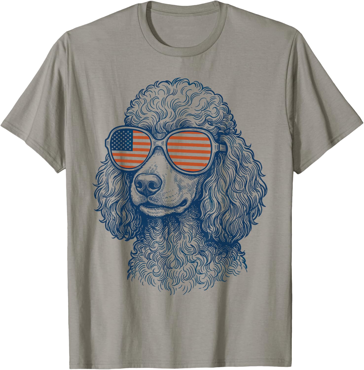Patriotic Poodle Dog Mom Dad 4th of July Vintage Men Women T-Shirt - T-Shirt | Sand
