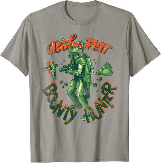Star Wars Boba Fett Bounty Hunter Retro Font T-Shirt - T-Shirt | Sand
