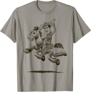 Disney Pixar Toy Story Woody Bullseye Sketch Graphic T-Shirt - T-Shirt | Sand