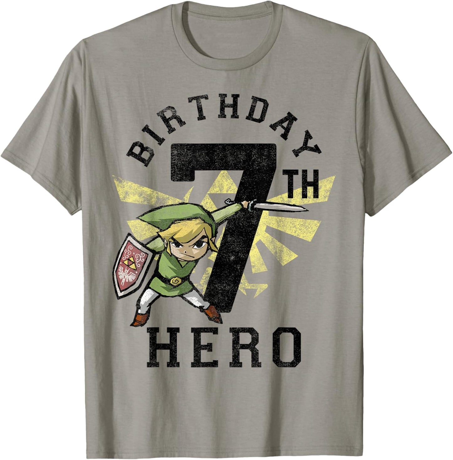 Legend of Zelda Link 7th Birthday Hero Triforce Logo Small T-Shirt - T-Shirt | Sand