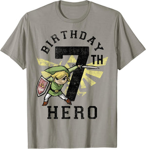 Legend of Zelda Link 7th Birthday Hero Triforce Logo Small T-Shirt - T-Shirt | Sand