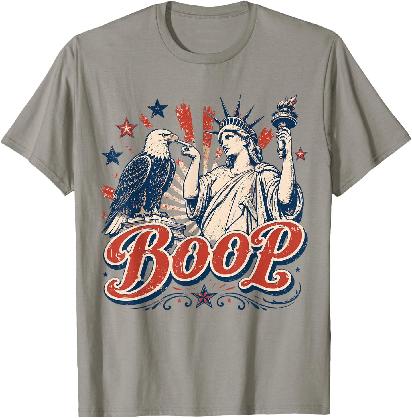 Boop Eagle 4th of July Retro Patriotic Liberty Bald Eagle T-Shirt - T-Shirt | Sand
