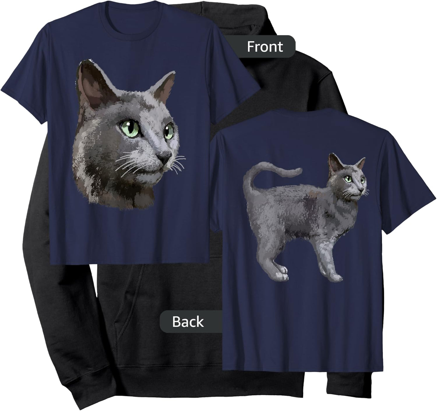 Russian Blue Cat T Shirt Men Women Kids Hoodie - Hoodie | Black