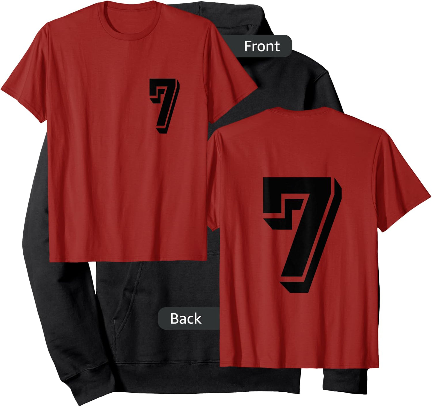 Front and Back number 7 Jersey My Favorite Player #7 Hoodie - Hoodie | Black