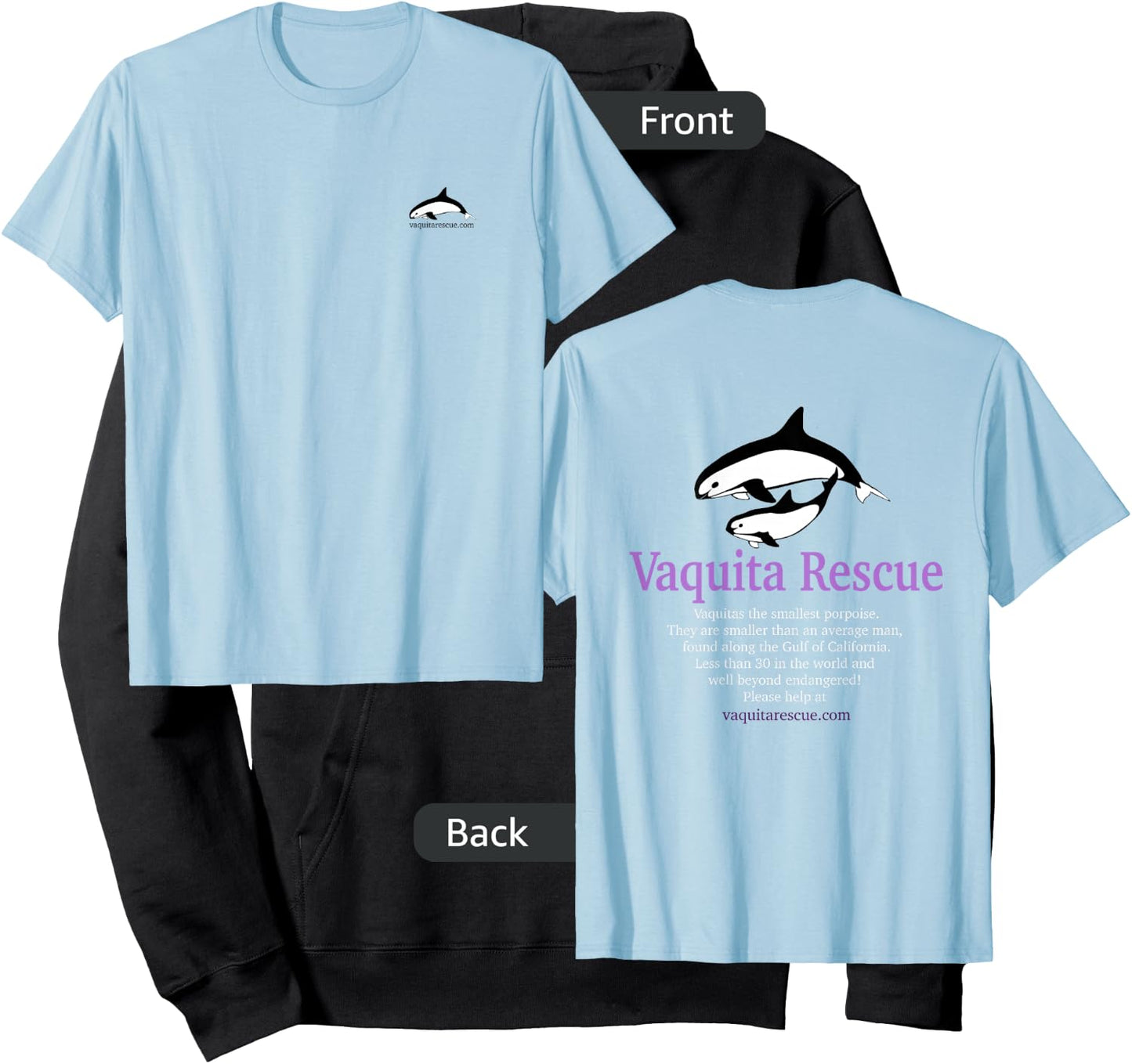 Vaquita Porpoise Dolphin Rescue Endangered Animal T Shirt Hoodie - Hoodie | Black