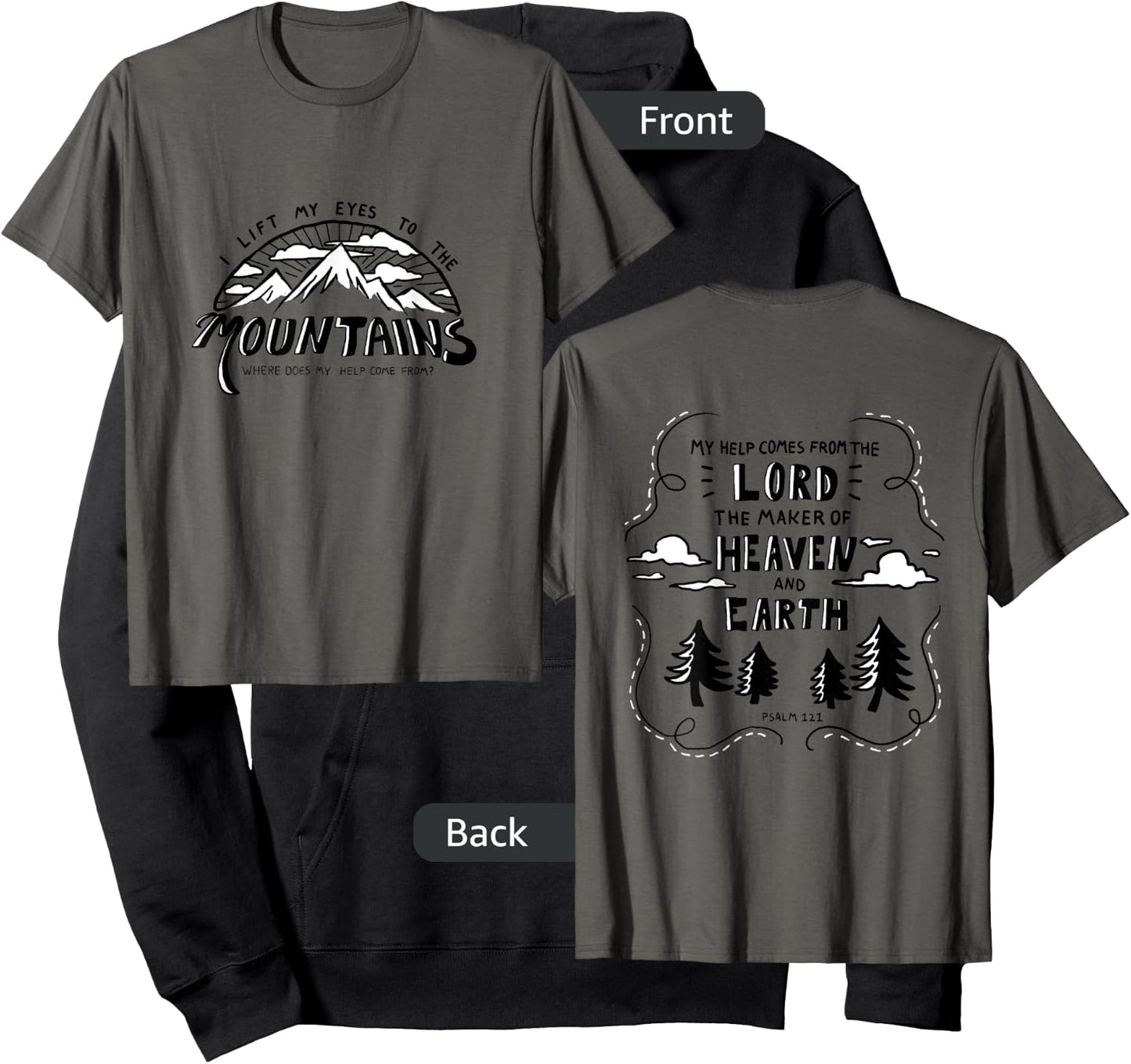 Psalm 121 Mountain Christian Bible Verse shirt Hoodie - Hoodie | Black