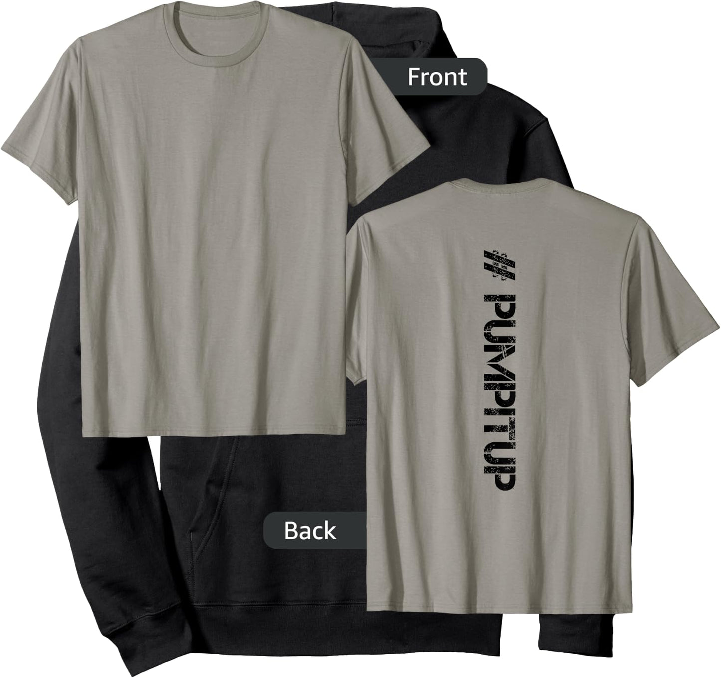 DISTRESSED Backprint Hashtag Gym PUMP IT UP Shirt Hoodie - Hoodie | Black