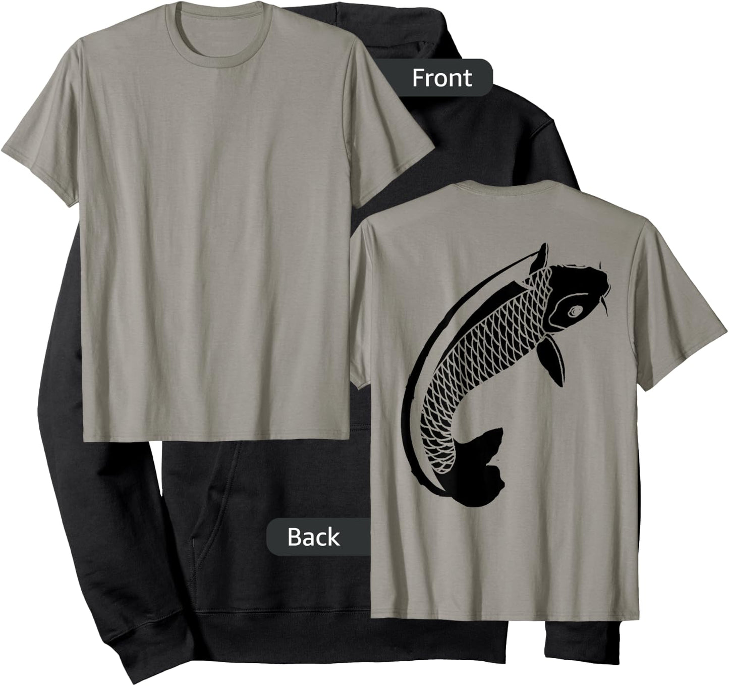 Koi Shirt Men Women Large Koi "On Shirt Back" Hoodie - Hoodie | Black