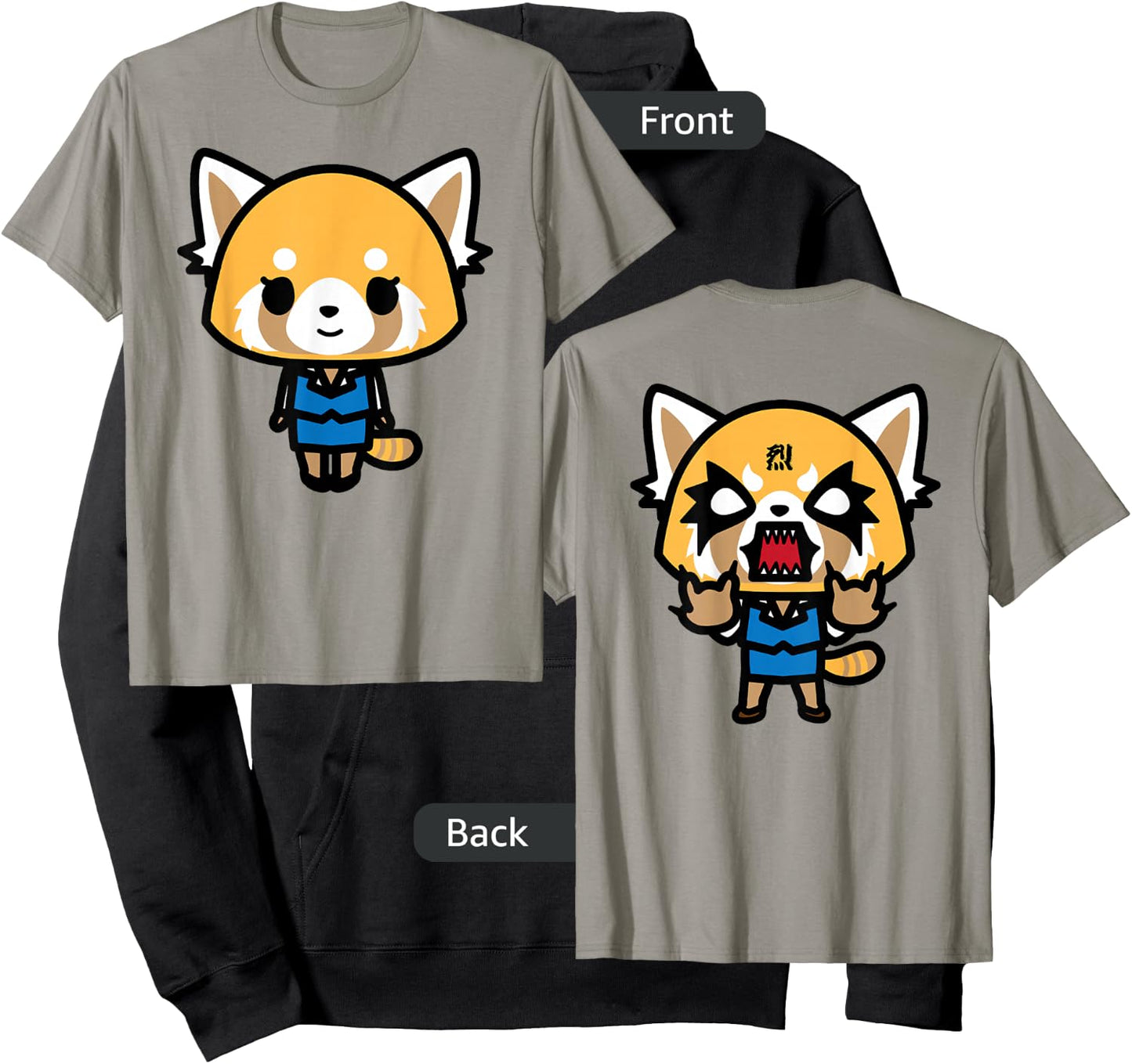 Aggretsuko Sweet Front and Rage Back Shirt Hoodie - Hoodie | Black