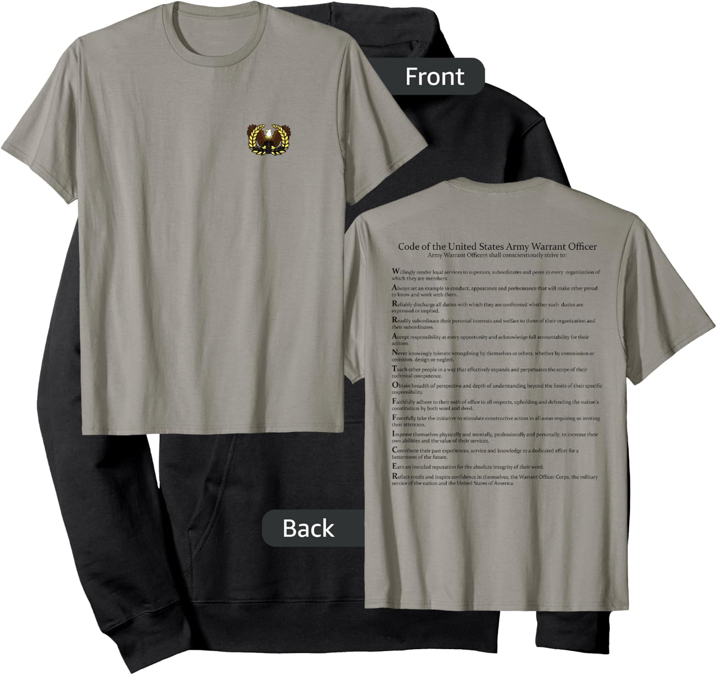 ARMY WARRANT OFFICER CREED with Color Eagle Rising Hoodie - Hoodie | Black