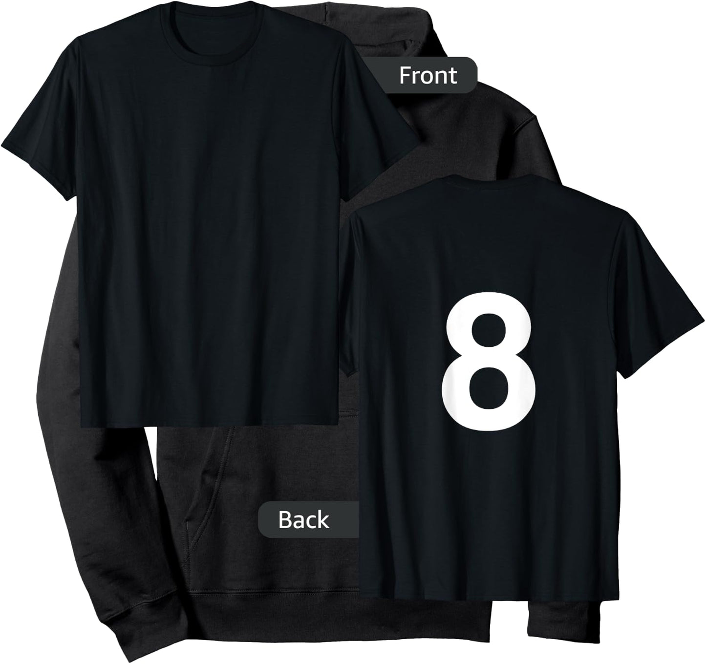 Number 8 Numbered Shirt Number on Back Hoodie - Hoodie | Black