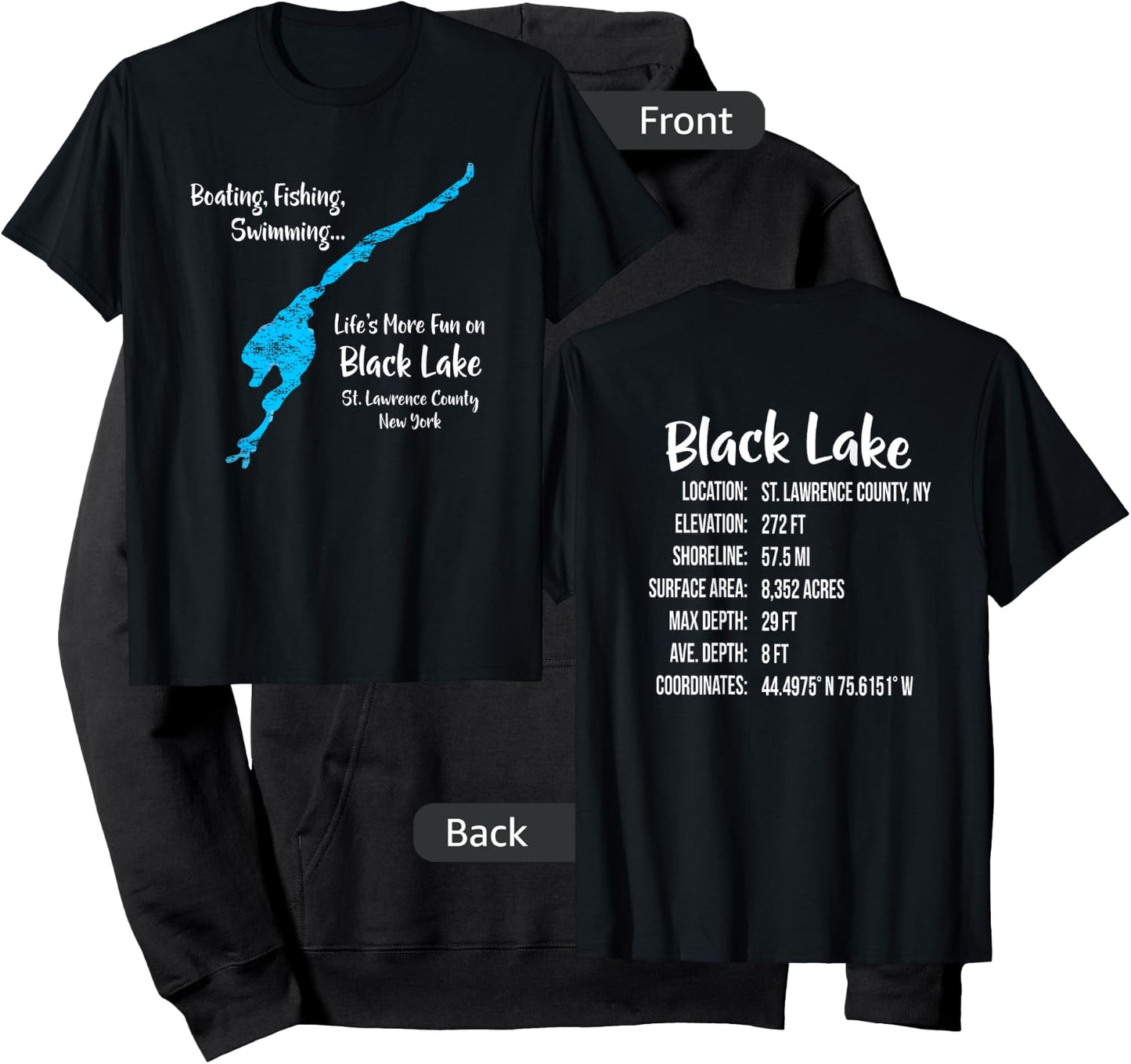 Black Lake Shirt St Lawrence County NY Lake Bum Hoodie - Hoodie | Black