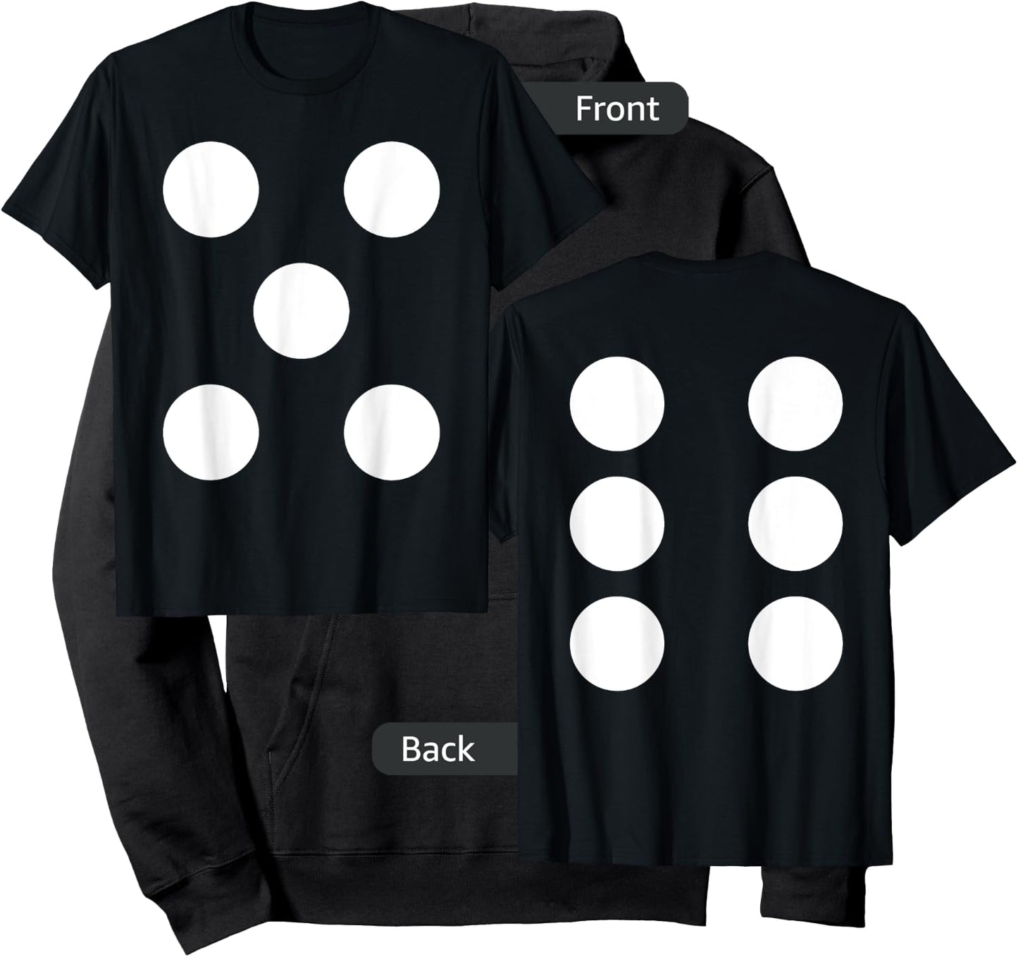Dice Front 5 Back 6 Yo 11 2-Sided Halloween Costume Shirt Hoodie - Hoodie | Black