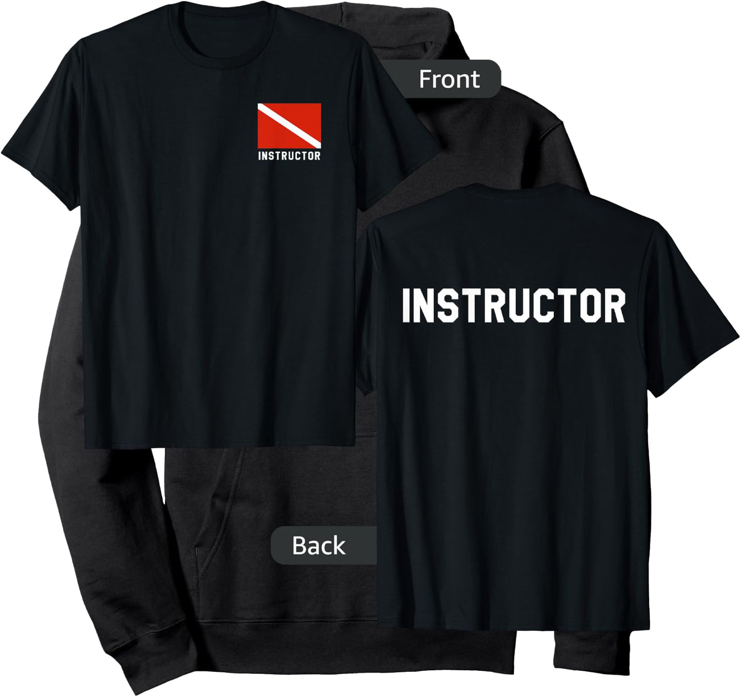Divers Flag Double Sided Scuba Diving Instructor Shirt Hoodie - Hoodie | Black