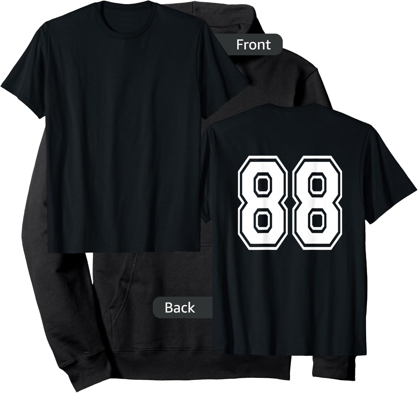 Number 88 Sports Player Number BACK Of Shirt Only Hoodie - Hoodie | Black
