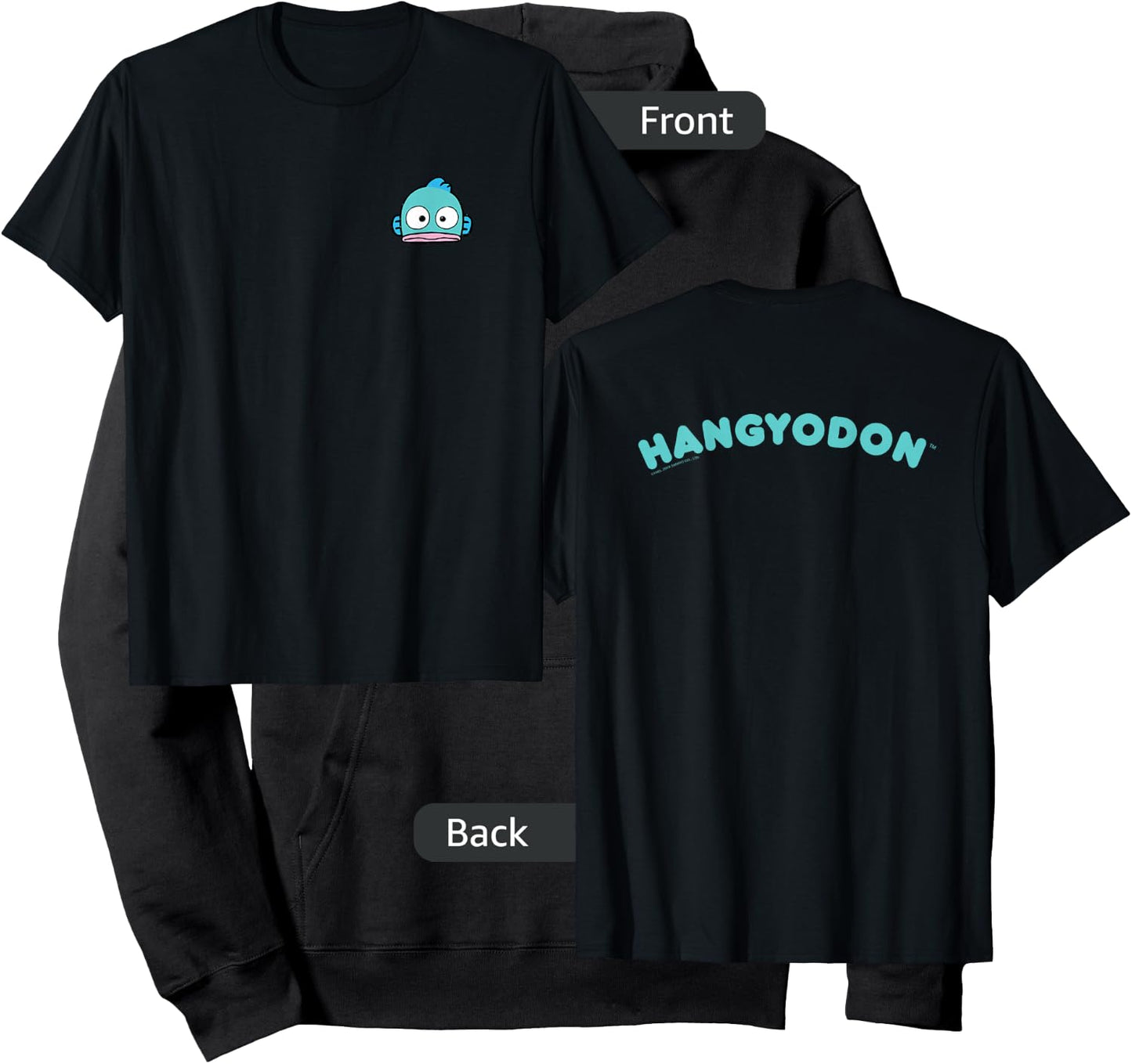 Hangyodon Front and Back Logo Shirt Hoodie - Hoodie | Black