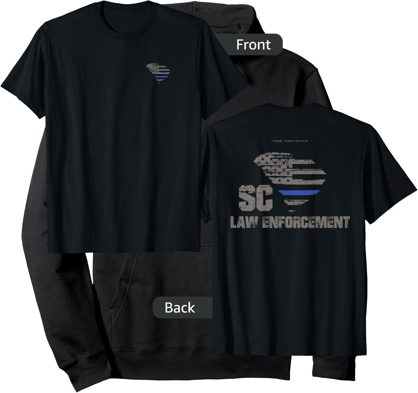 South Carolina Police, Law Enforcement Thin Blue Line Shirt Hoodie - Hoodie | Black