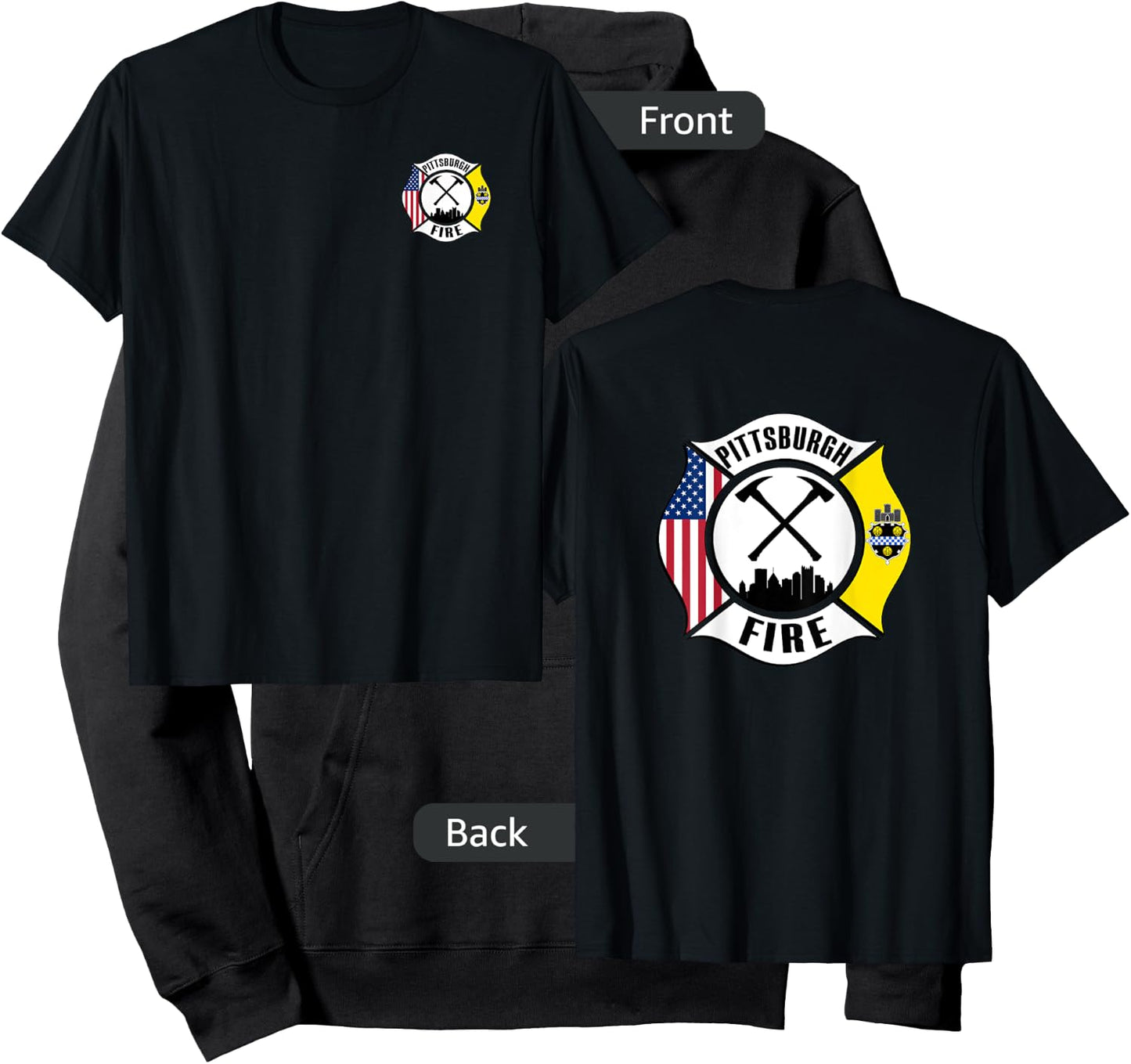 Pittsburgh Fire Bureau Pennsylvania Fireman Rescue Red Line Hoodie - Hoodie | Black