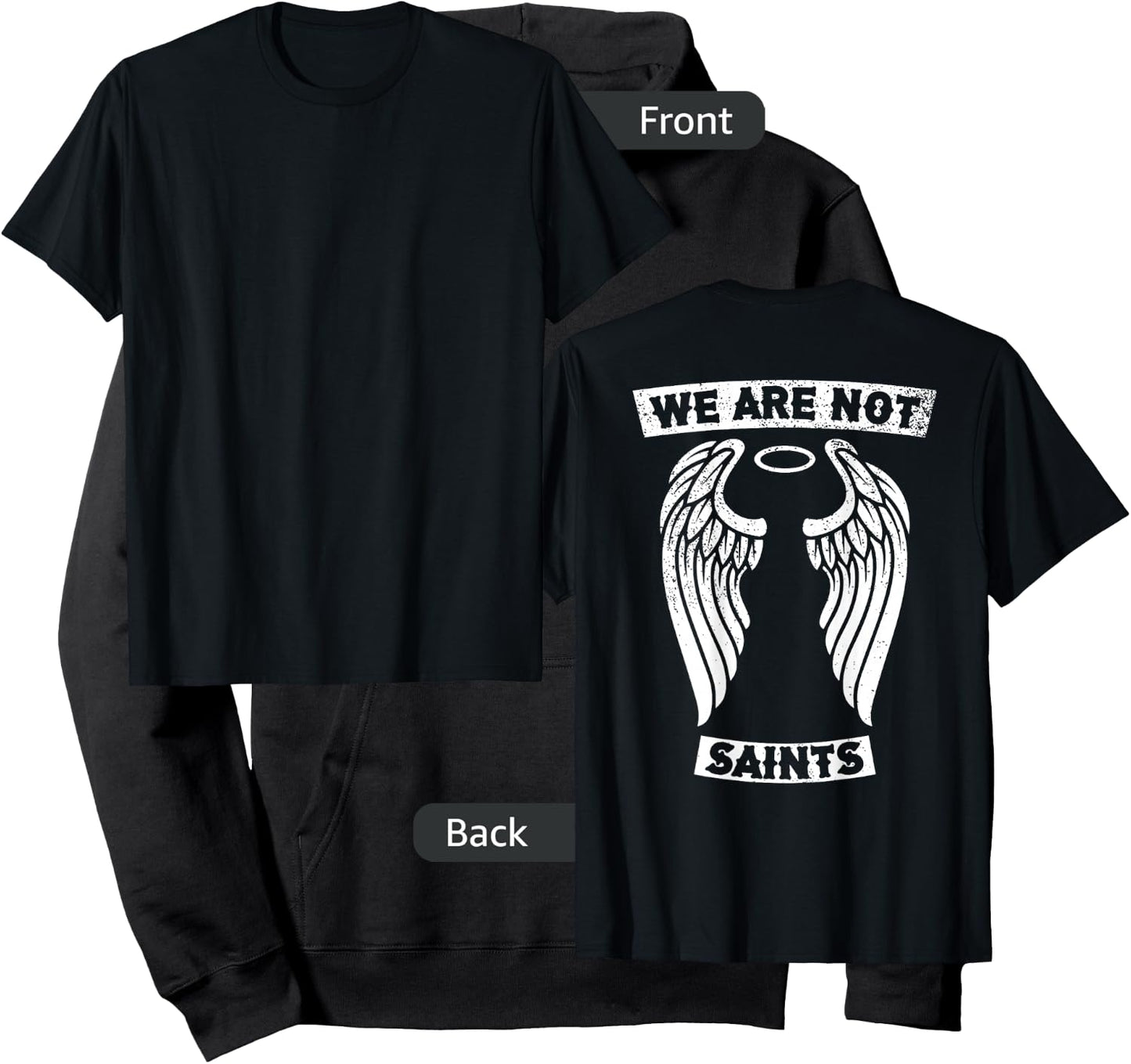 AA NA We Are Not Saints Biker Sober Gift | Art on Back Hoodie - Hoodie | Black