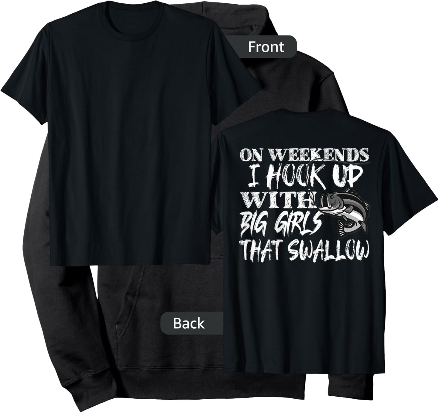 Funny Quote Fishing Shirt Printed On Back Hoodie - Hoodie | Black
