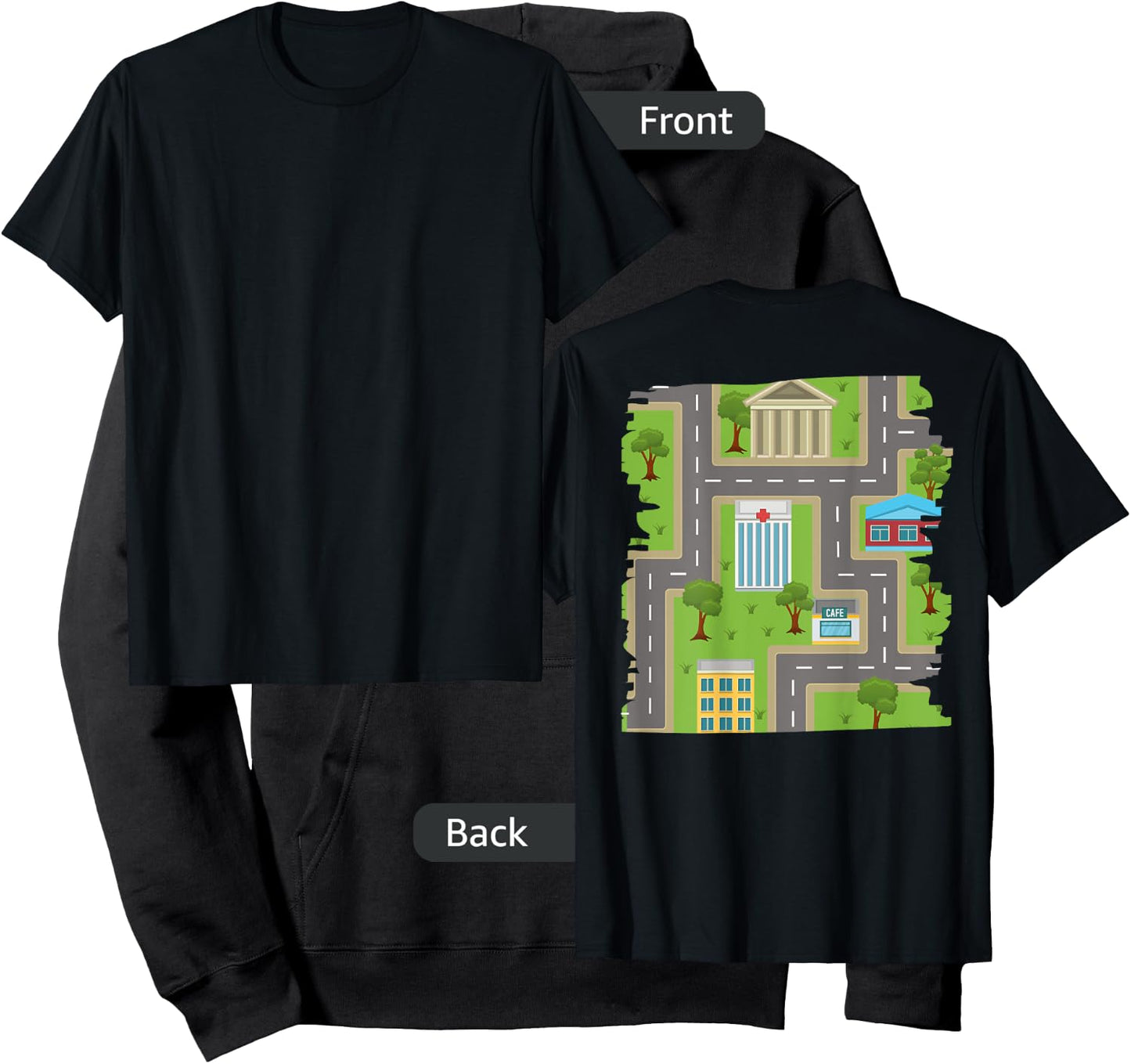 Back scratching Shirt with Road Map Cars Hoodie - Hoodie | Black