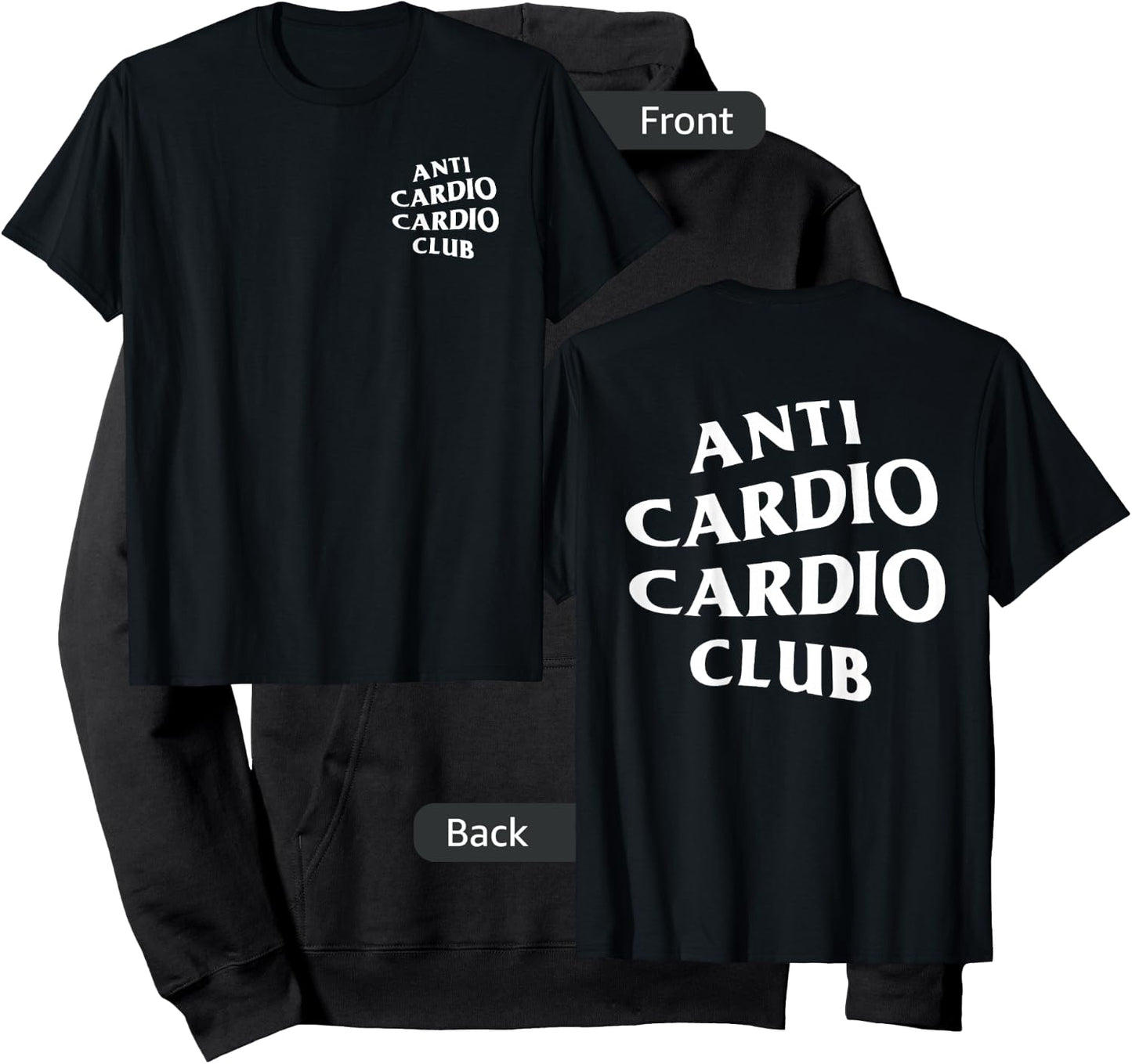 Anti Cardio Cardio Club: White Logo (Front + Back Design) Hoodie - Hoodie | Black