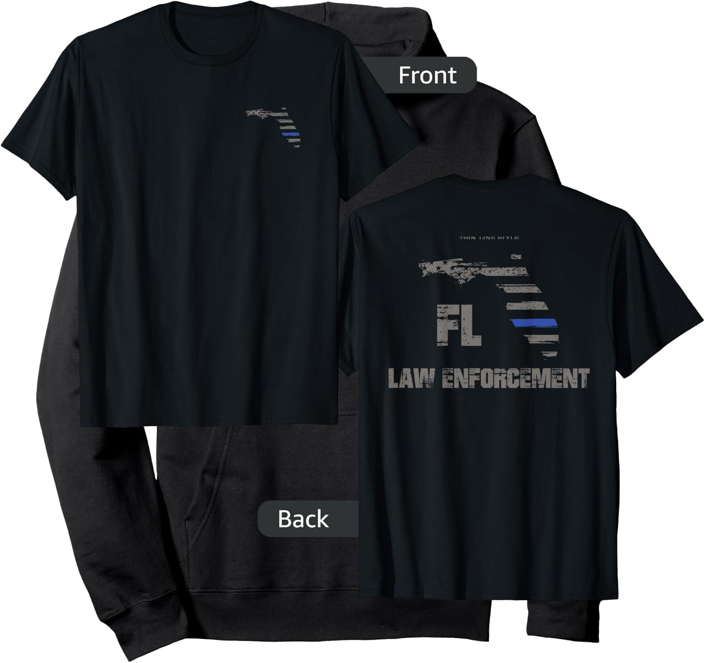 Florida Police, Law Enforcement Thin Blue Line Shirt Hoodie - Hoodie | Black