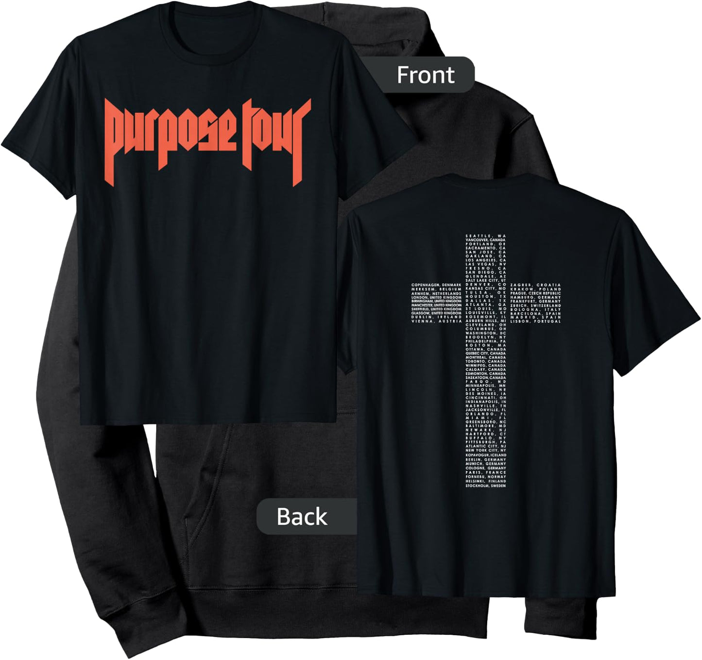 Justin Bieber Official Purpose Tour Cross Dateback Hoodie - Hoodie | Black