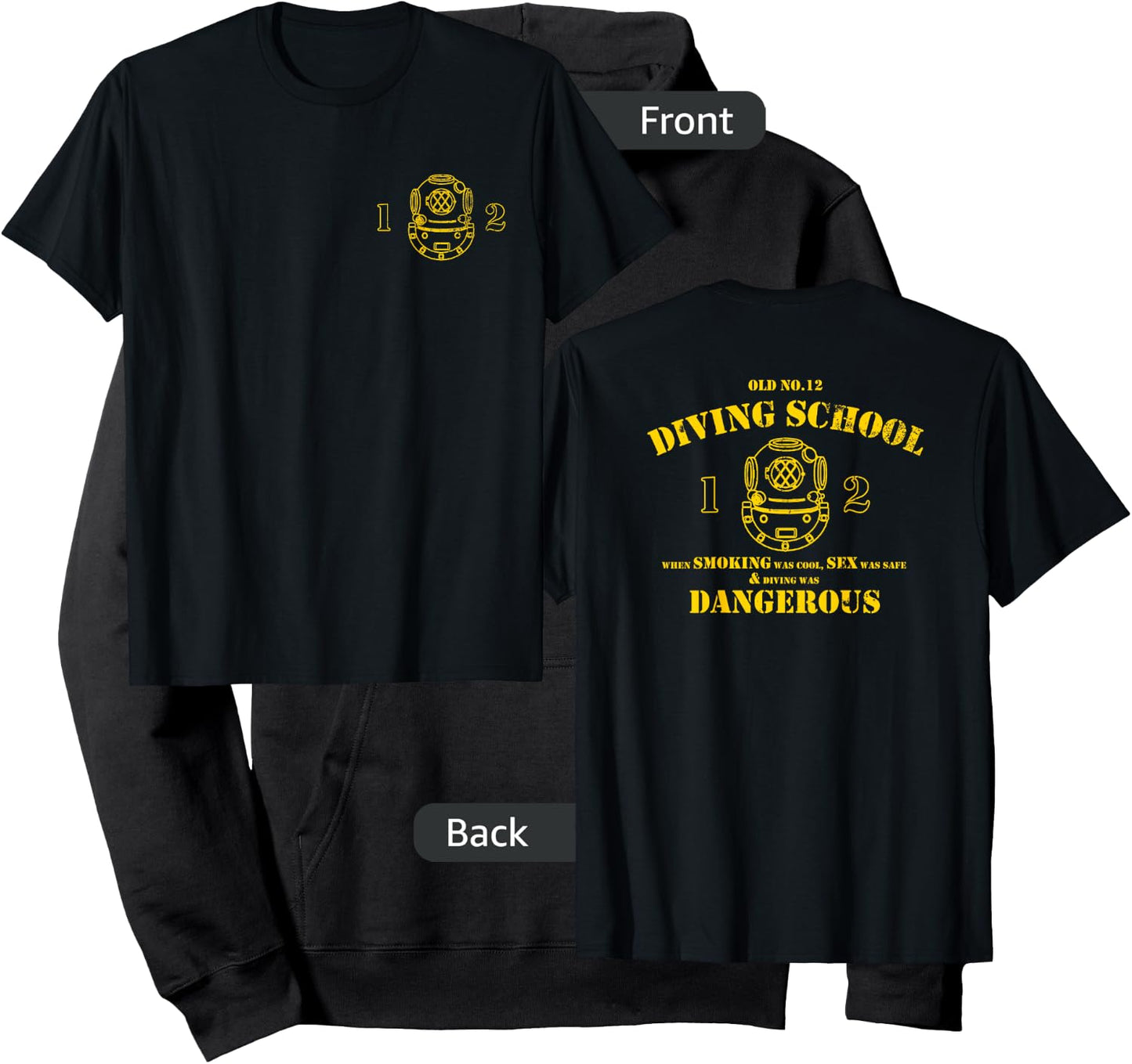Funny Diver - Old No.12 Diving School (Front/Back) Hoodie - Hoodie | Black