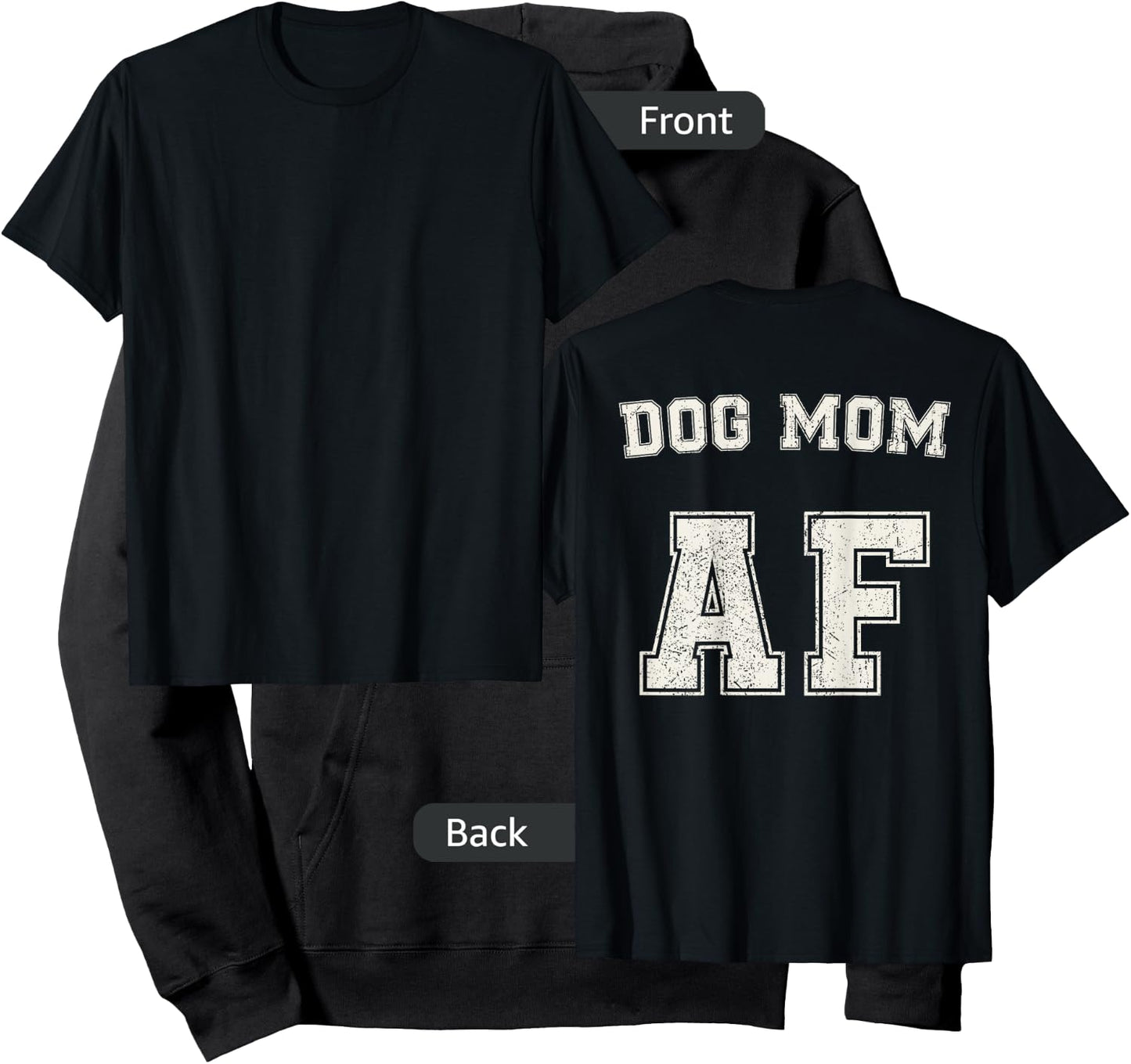 Dog Mom AF for Moms of Dogs and Pups Back Print Gift Women Kids Hoodie - Hoodie | Black