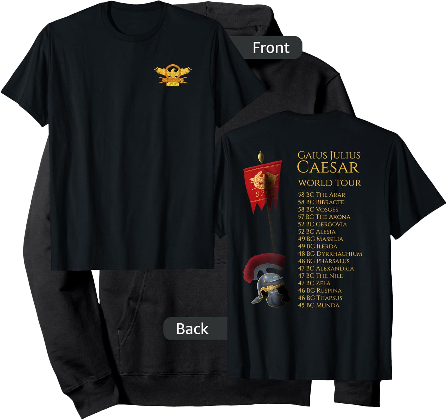 Ancient Rome - Julius Caesar World Tour - Roman Eagle SPQR Hoodie - Hoodie | Black