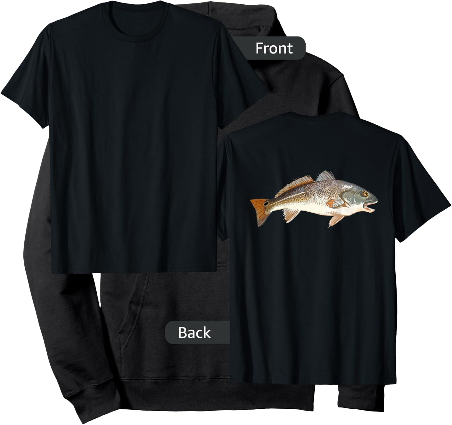 Redfish | Red Drum Fish Shirt Hoodie - Hoodie | Black