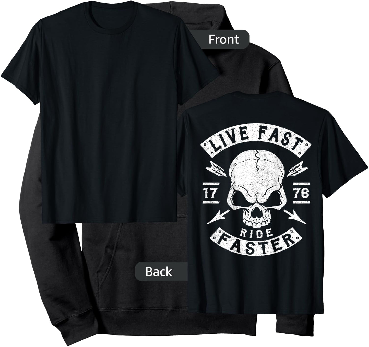 Biker Shirt, Motorcycle T Shirt, Biker Gang Shirt BACK PRINT Hoodie - Hoodie | Black