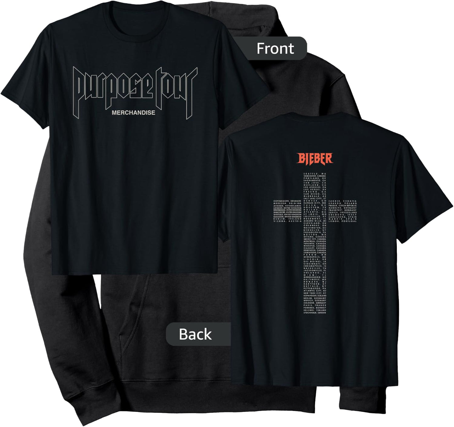 Official Justin Bieber Purpose Tour Exclusive Cross Hoodie - Hoodie | Black