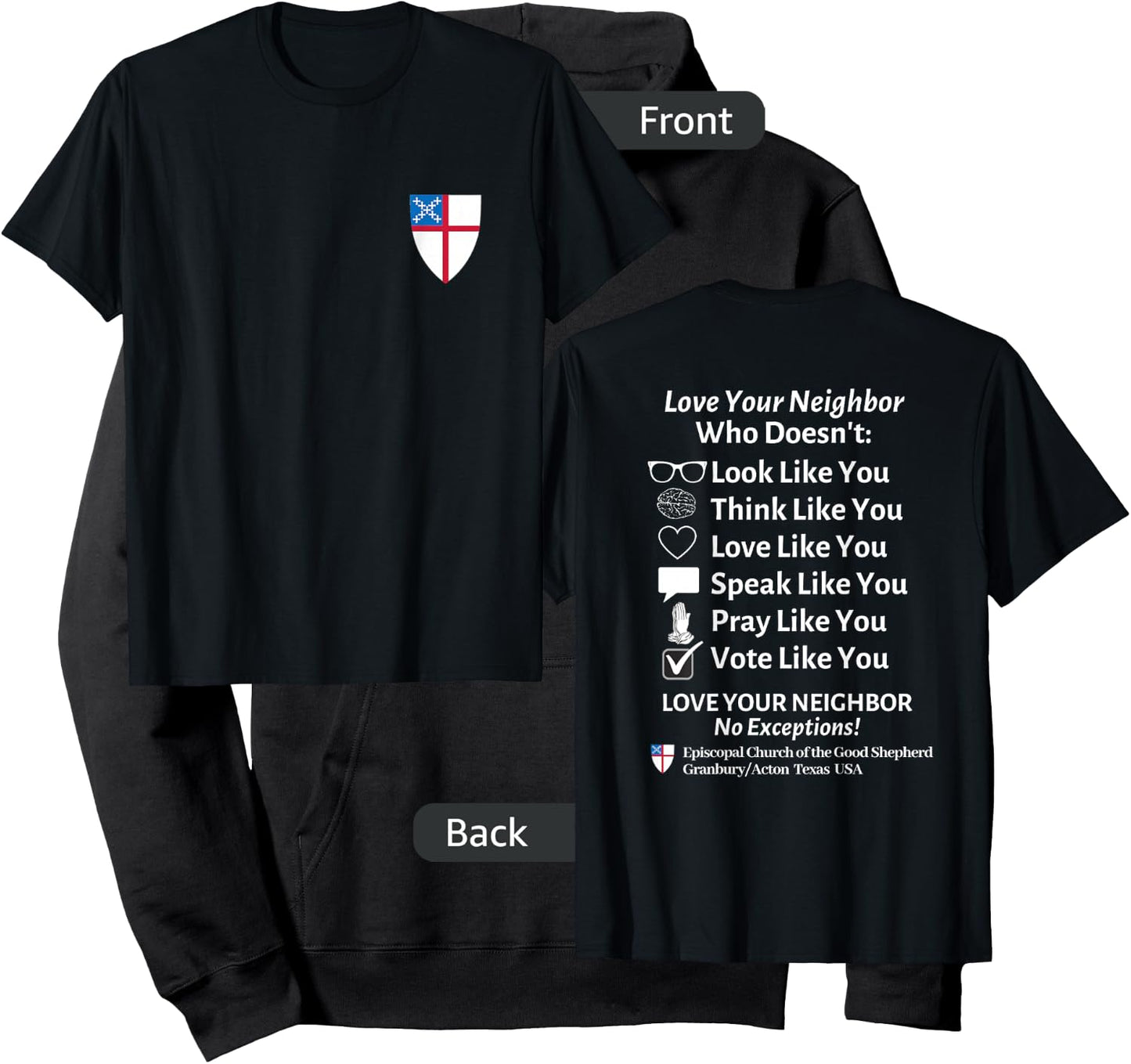 Episcopal Church Good Shephard Love Your Neighbor No Exceptions Custom Design Black Hoodie - Hoodie | Black
