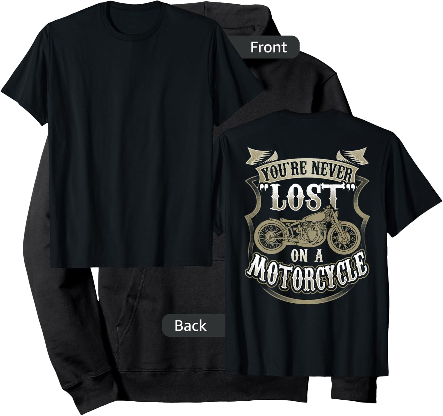 You're Never Lost On A Motorcycle Back Side Printed Hoodie - Hoodie | Black