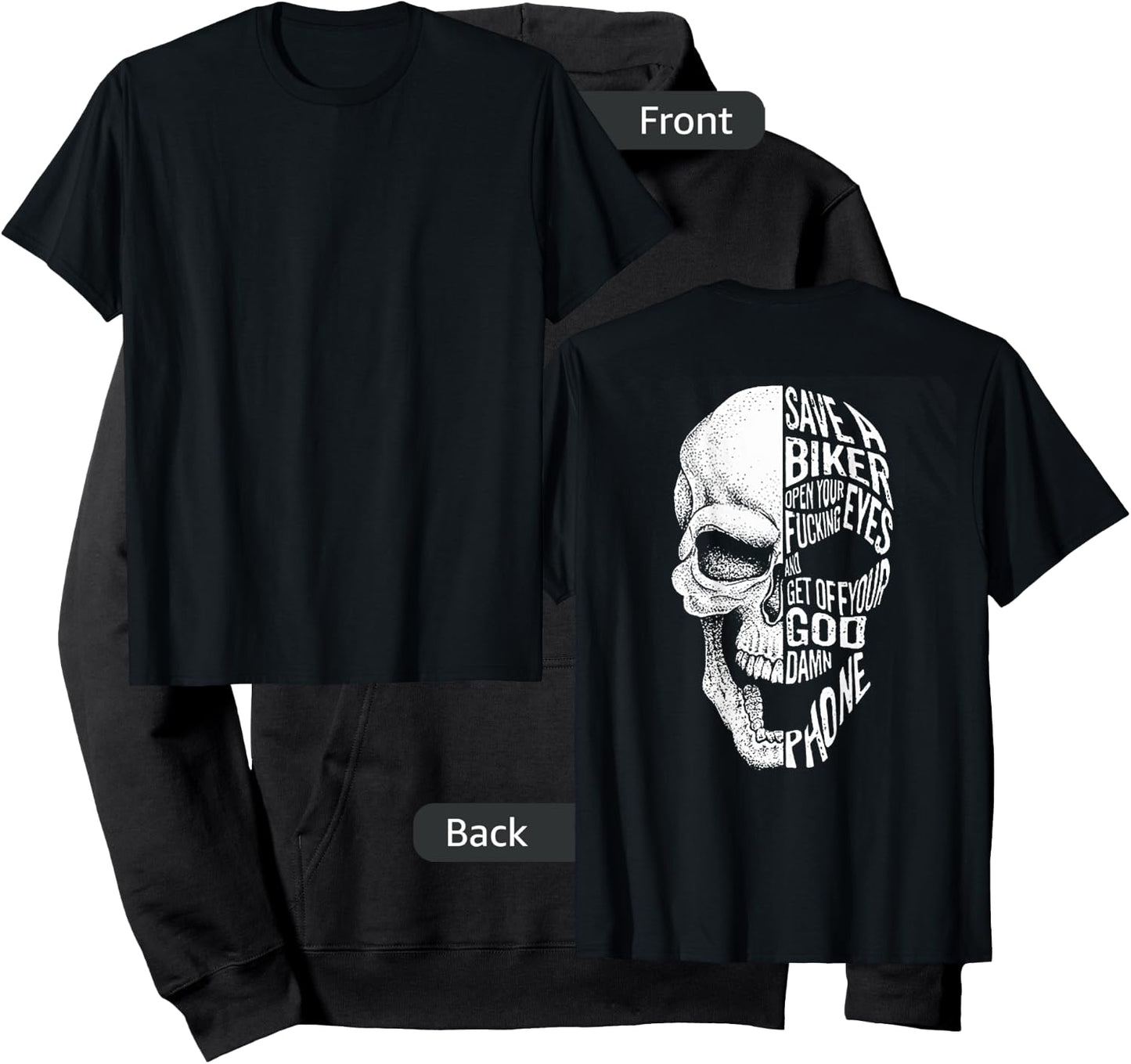 Save A Biker Open Your Fucking Eyes And Get Off (On Back) Hoodie - Hoodie | Black