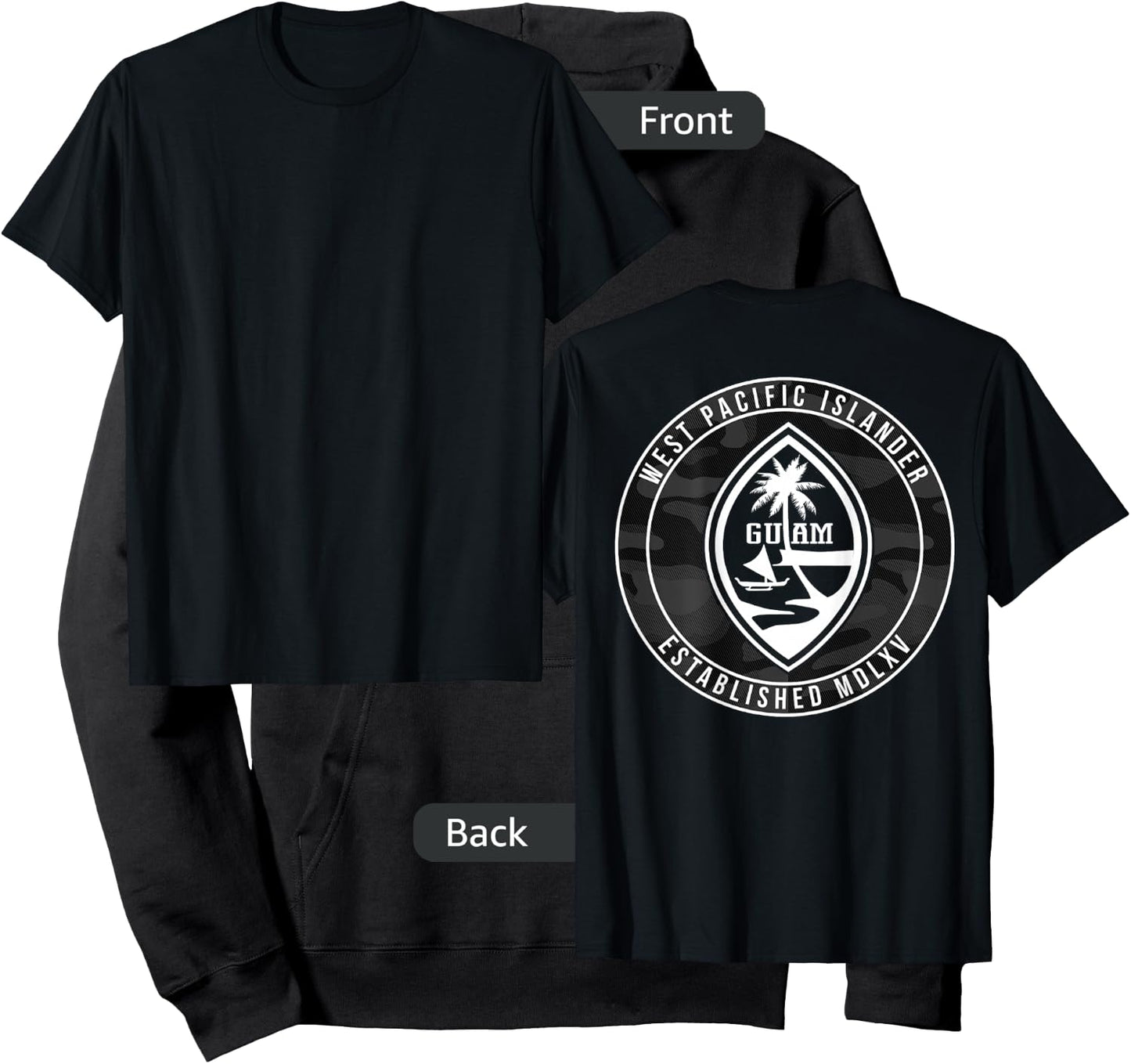 Guam Shirt - Guam Seal T Shirt Back Print Only Hoodie - Hoodie | Black