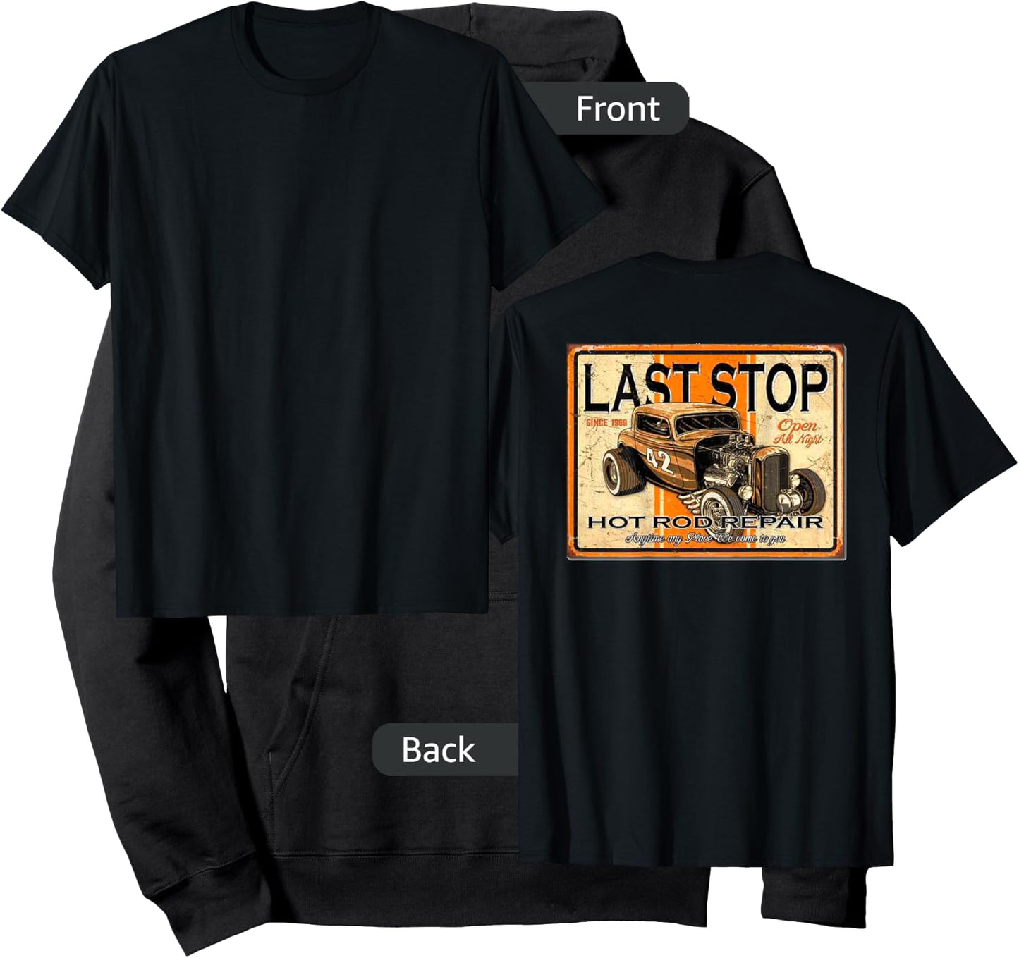 Last Stop Hot Rod Repair. Design on the Back Hoodie - Hoodie | Black